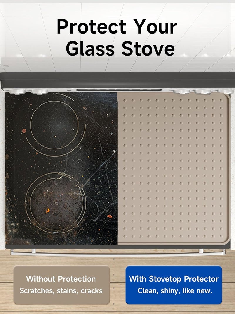 Bampanda Silicone Stove Top Cover for Electric Stove, Glass Stove Top Protector, Stovetop Cover Mat for Cooktop, Flat Range Cover, Oven Top Protector, Coffee Bar Mat, 28 x 20 in, Beige - Image 5